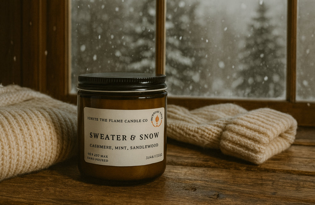 soy wax candle sweater snow
