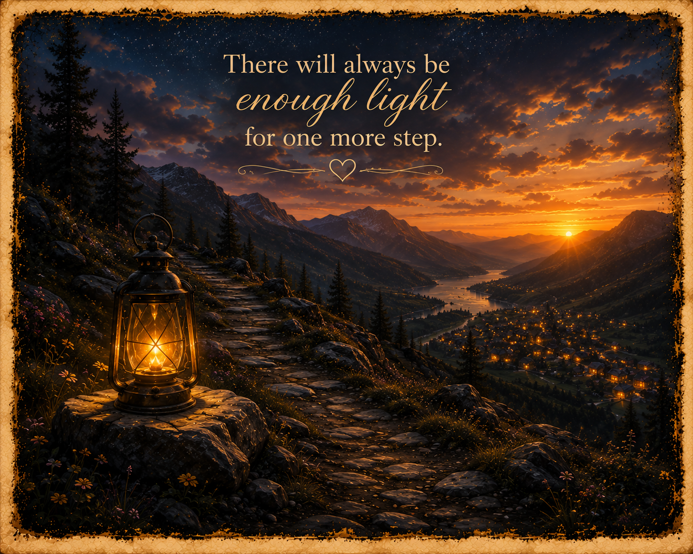 Enough Light for One More Step; Lantern Gallery Print Collection No. 4